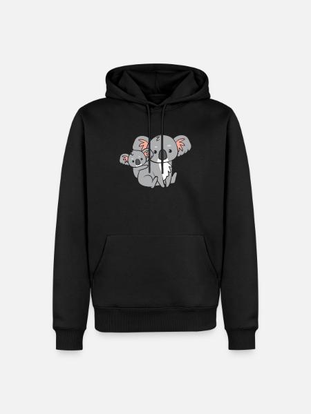 Koala - maman avec enfant dans le dos - Sweat à capuche Premium bio Homme - noir