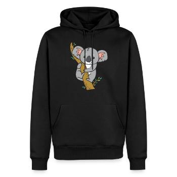 Koala - schaut vom Baum. - Männer Premium Bio Hoodie - Schwarz - Vorne - Nico (187cm)