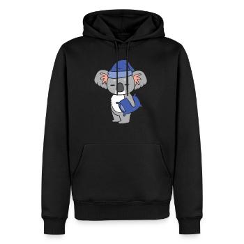 Un koala fatigué. - Sweat à capuche Premium bio Homme - noir - Devant - Nico (187cm)