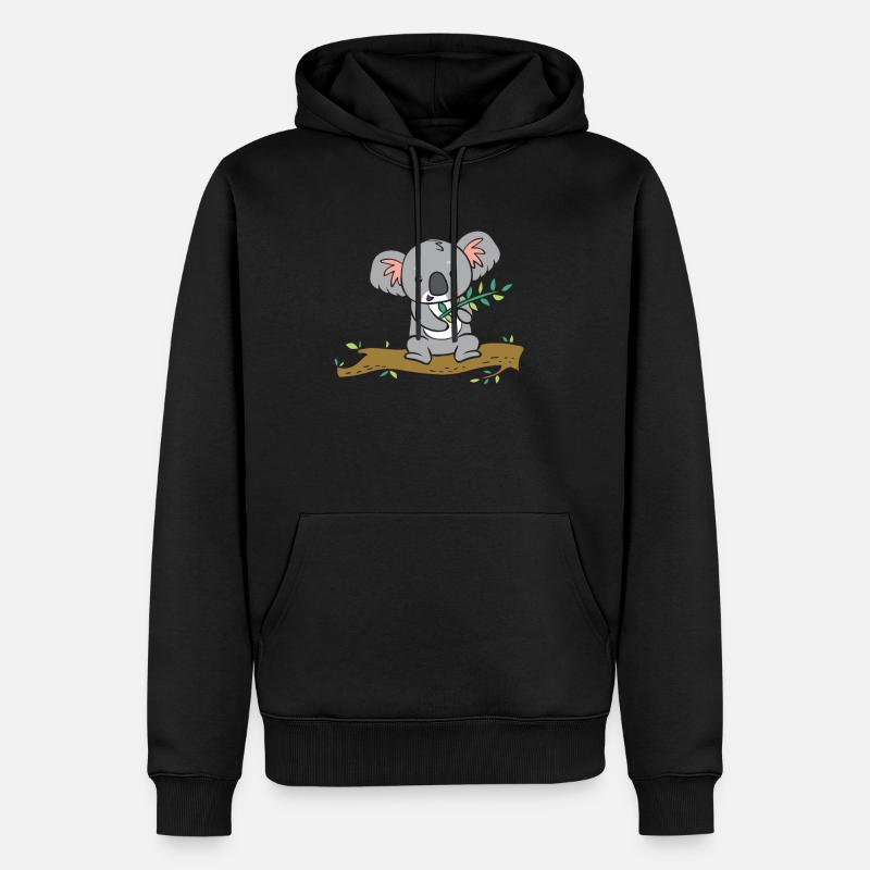 Koala - avec eucalyptus sur arbre - Sweat à capuche Premium bio Homme - noir