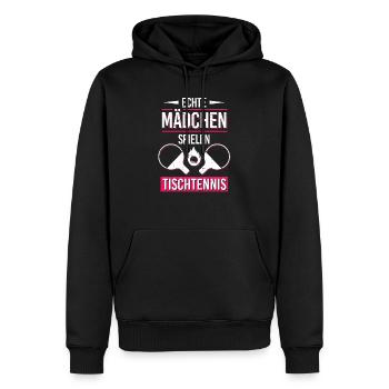 Echte Mädchen Tischtennis Tischtennispielerin - Männer Premium Bio Hoodie - Schwarz - Vorne - Nico (187cm)