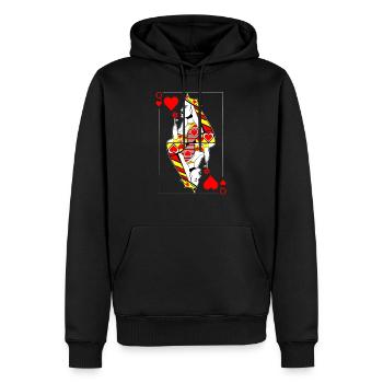 Herz Dame Spielkarte - Männer Premium Bio Hoodie - Schwarz - Vorne - Nico (187cm)