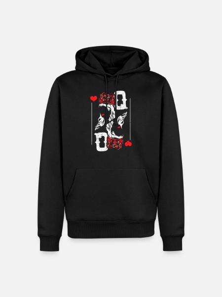 Heart lady playing card - Men’s Premium Organic Hoodie - black