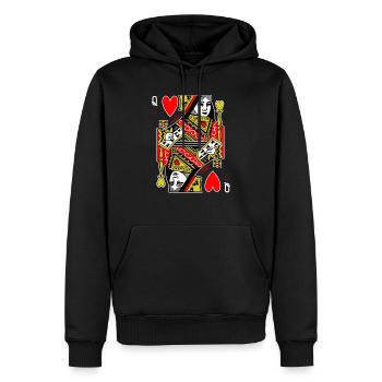 Herz Dame Spielkarte - Männer Premium Bio Hoodie - Schwarz - Vorne - Nico (187cm)