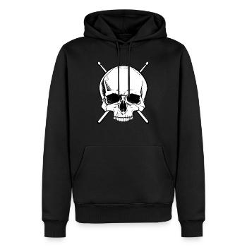Crâne de tambours de batteur - Sweat à capuche Premium bio Homme - noir - Devant - Nico (187cm)