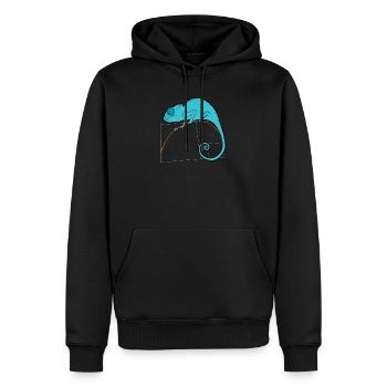 Fibonacci Chamäleon - Goldener Schnitt - Männer Premium Bio Hoodie - Schwarz - Vorne - Nico (187cm)