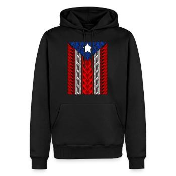 Porto Rican Tribal Flag - Modern Boricua - Sweat à capuche Premium bio Homme - noir - Devant - Nico (187cm)