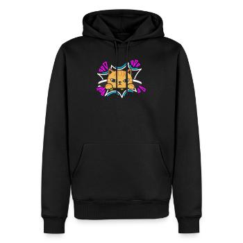 Katze 90er - Männer Premium Bio Hoodie - Schwarz - Vorne - Nico (187cm)