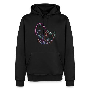 Katze Neon - Männer Premium Bio Hoodie - Schwarz - Vorne - Nico (187cm)