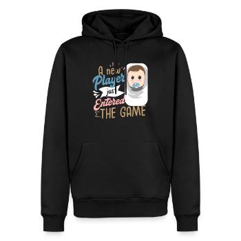 Bébé mère enceinte - Sweat à capuche Premium bio Homme - noir - Devant - Nico (187cm)