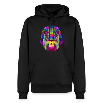 Lion lion head africa hipster abstract rainbow - Men’s Premium Organic Hoodie - black - Front - Nico (187cm)