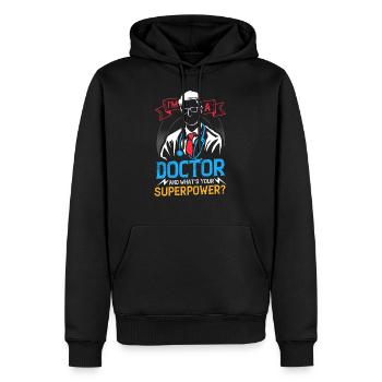 Læge Læge - Herre Premium økologisk hoodie - sort - Foran - Nico (187cm)
