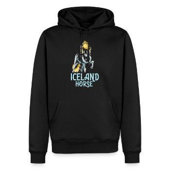 Cheval islandais - Sweat à capuche Premium bio Homme - noir - Devant - Nico (187cm)