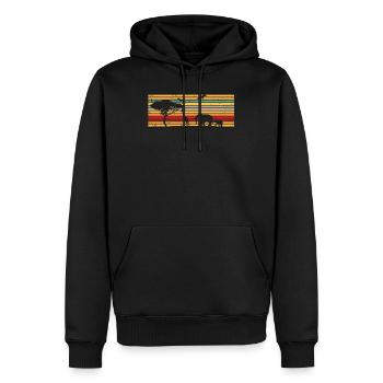 Éléphant d'Afrique girafe vintage - Sweat à capuche Premium bio Homme - noir - Devant - Nico (187cm)