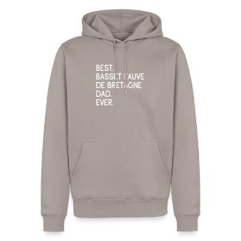 Basset Fauve de Bretagne - Men’s Premium Organic Hoodie - taupe - Front - Nico (187cm)
