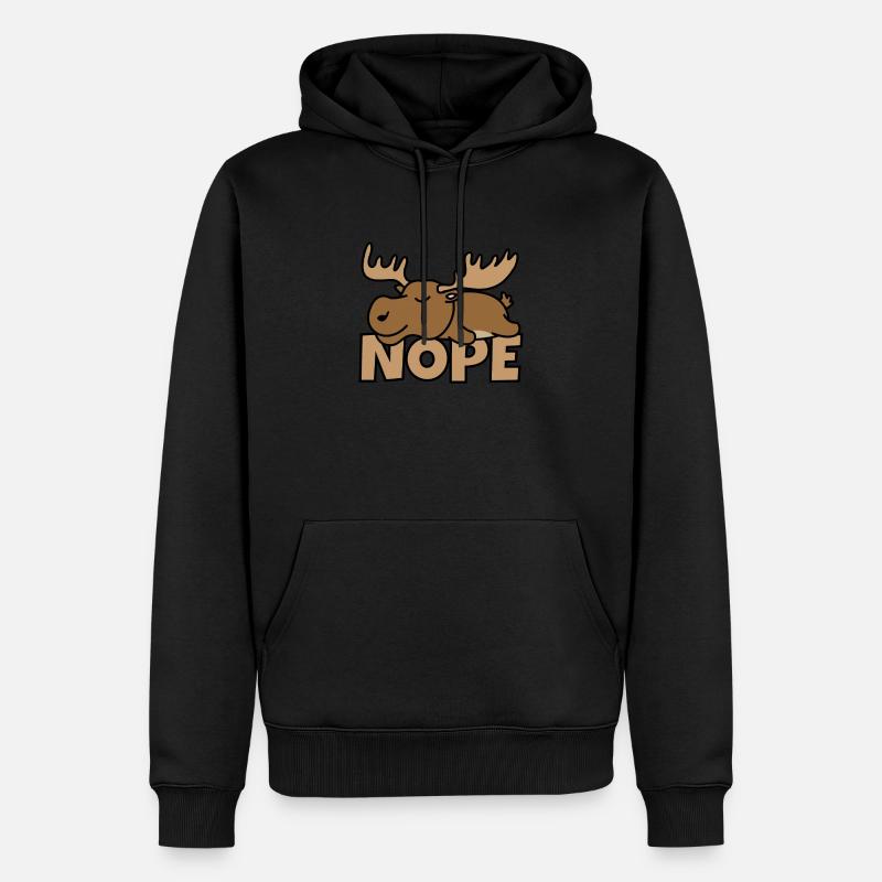 Nope Elch - Männer Premium Bio Hoodie - Schwarz
