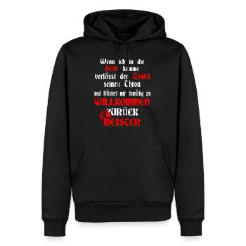 Wenn ich in die Hölle komme.. Satan Spruch Design - Männer Premium Bio Hoodie - Schwarz - Vorne - Nico (187cm)