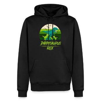 Daddysaurus Rex Drei Kinder Retro Vintage Geschenk - Männer Premium Bio Hoodie - Schwarz - Vorne - Nico (187cm)