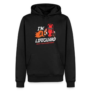 Nageur sauveteur - Sweat à capuche Premium bio Homme - noir - Devant - Nico (187cm)