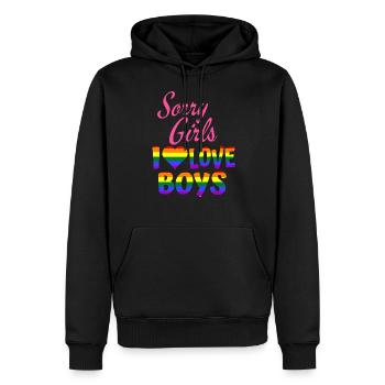 désolé les filles j'aime les garçons - Sweat à capuche Premium bio Homme - noir - Devant - Nico (187cm)