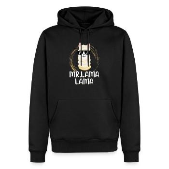Llama - Männer Premium Bio Hoodie - Schwarz - Vorne - Nico (187cm)