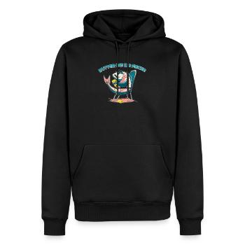 Norddeutsch - Butter bei die Fische - Männer Premium Bio Hoodie - Schwarz - Vorne - Nico (187cm)