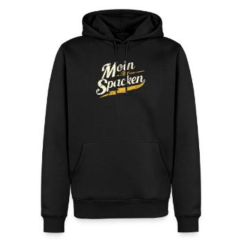 Moin Ihr Spacken Retro Spruch - Männer Premium Bio Hoodie - Schwarz - Vorne - Nico (187cm)