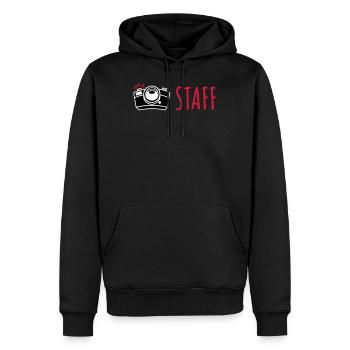 Cool design for photo shoot team - Men’s Premium Organic Hoodie - black - Front - Nico (187cm)