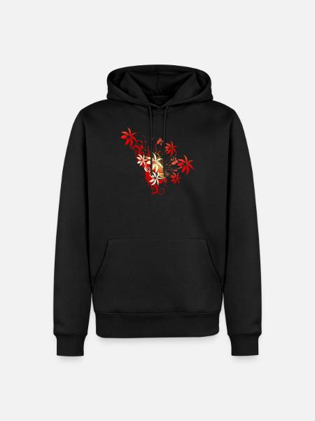 design fleur rouge - Sweat à capuche Premium bio Homme - noir