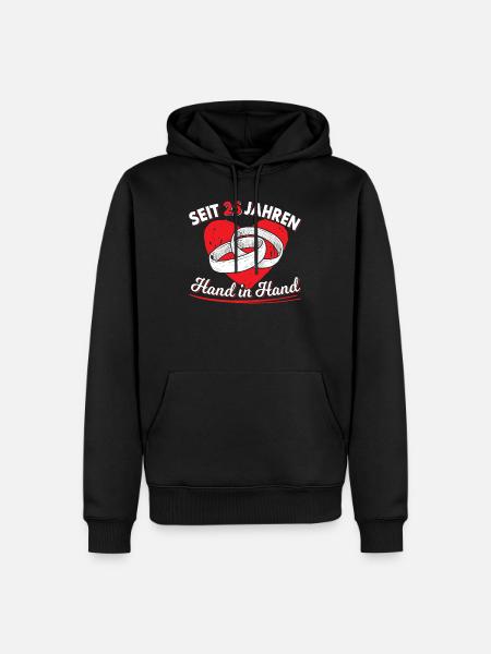 Silberhochzeit Geschenk 25 Jahre Hochzeitstag Herz - Männer Premium Bio Hoodie - Schwarz