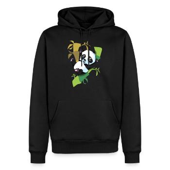 Panda - Männer Premium Bio Hoodie - Schwarz - Vorne - Nico (187cm)