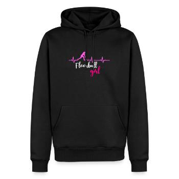 Fille de floorball - Sweat à capuche Premium bio Homme - noir - Devant - Nico (187cm)