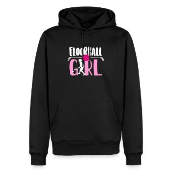 Fille de floorball - Sweat à capuche Premium bio Homme - noir - Devant - Nico (187cm)
