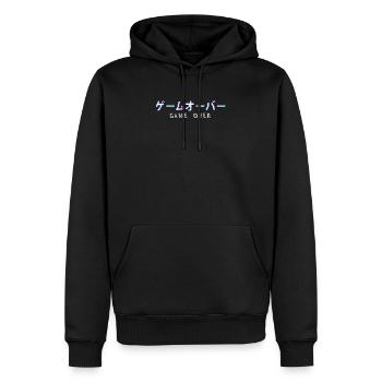 Game Over Vaporwave Aesthetic Japanese Text - Männer Premium Bio Hoodie - Schwarz - Vorne - Nico (187cm)