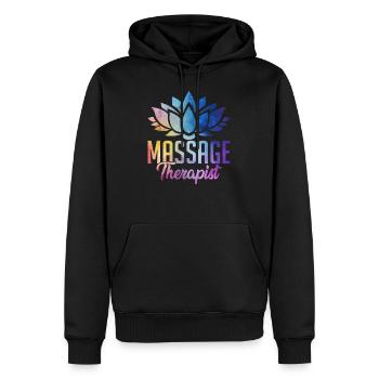 Massage Therapist - Sweat à capuche Premium bio Homme - noir - Devant - Nico (187cm)