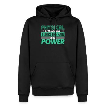 Physical Therapist Turns the pain into power - Sweat à capuche Premium bio Homme - noir - Devant - Nico (187cm)