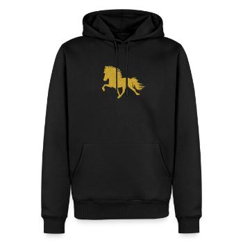 Cheval islandais - Sweat à capuche Premium bio Homme - noir - Devant - Nico (187cm)