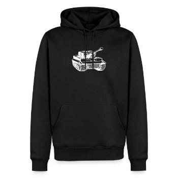 Panzer - Männer Premium Bio Hoodie - Schwarz - Vorne - Nico (187cm)