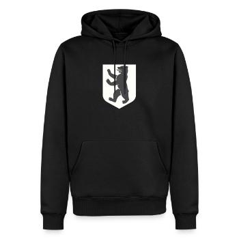 Berlin - Männer Premium Bio Hoodie - Schwarz - Vorne - Nico (187cm)