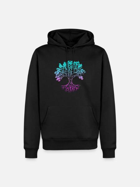 Tree of life dog yoga dont hate mediate namaste - Men’s Premium Organic Hoodie - black