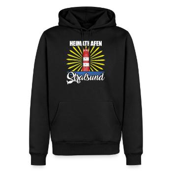 Heimathafen Stralsund Ostsee Leuchtturm Hafenstadt - Männer Premium Bio Hoodie - Schwarz - Vorne - Nico (187cm)