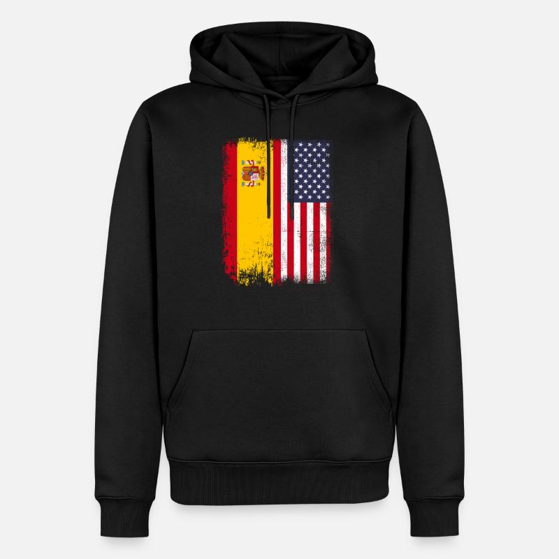 Drapeau espagnol des États-Unis d'Amérique - Sweat à capuche Premium bio Homme - noir
