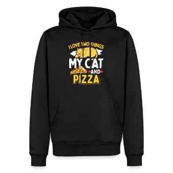 I love two things my cat and pizza funny cat - Männer Premium Bio Hoodie - Schwarz - Vorne - Nico (187cm)