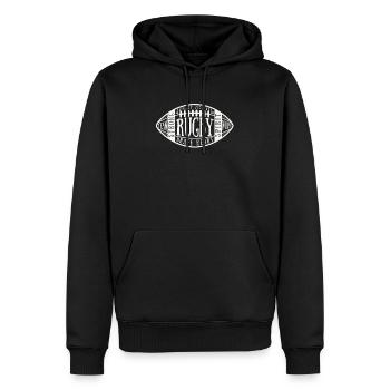 Ballon de rugby pour les fans de rugby | Cadeau de rugby vintage - Sweat à capuche Premium bio Homme - noir - Devant - Nico (187cm)