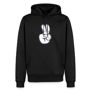 Peacezeichen Finger Comic - Männer Premium Bio Hoodie - Schwarz - Vorne - Nico (187cm)