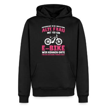 Unterschätze Nie Alte Frau E-Bike Elektro Fahrrad - Männer Premium Bio Hoodie - Schwarz - Vorne - Nico (187cm)