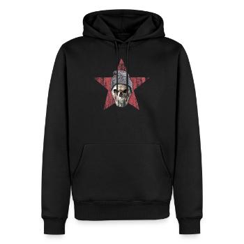 totenkopf und roter stern - Männer Premium Bio Hoodie - Schwarz - Vorne - Nico (187cm)