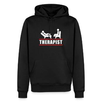 Thérapeute - Sweat à capuche Premium bio Homme - noir - Devant - Nico (187cm)
