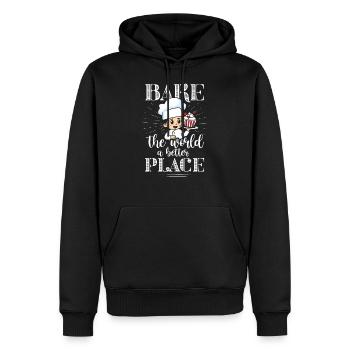 Bake the world a better place Baker Cupcakes - Männer Premium Bio Hoodie - Schwarz - Vorne - Nico (187cm)