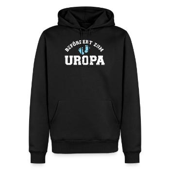 Uropa - Männer Premium Bio Hoodie - Schwarz - Vorne - Nico (187cm)
